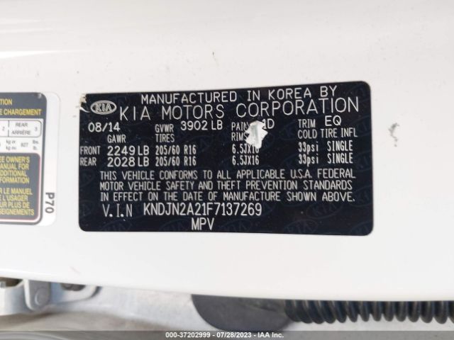 KNDJN2A21F7137269 KIA Soul Base