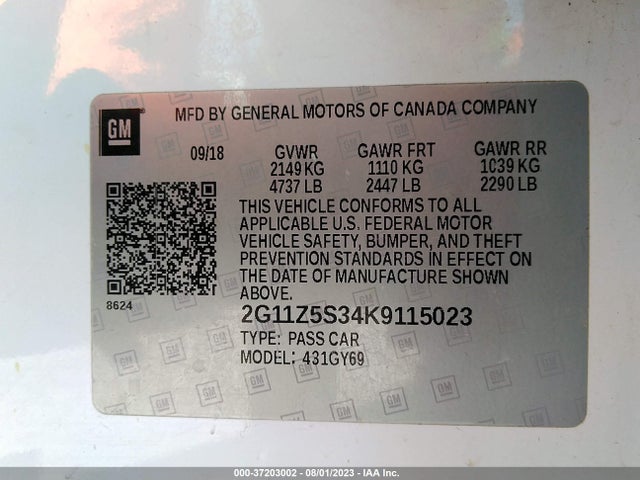 Chevrolet IMPALA LT 2019 2G11Z5S34K9115023 Image 9