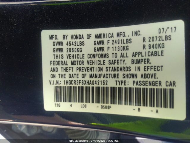 1HGCR3F8XHA042152 Honda Accord Sedan Ex-l V6