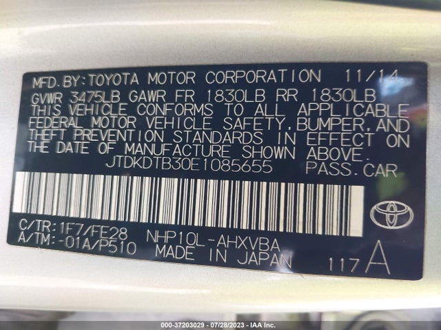 Toyota Prius C One/three/two/four 2014 JTDKDTB30E1085655 Image 9