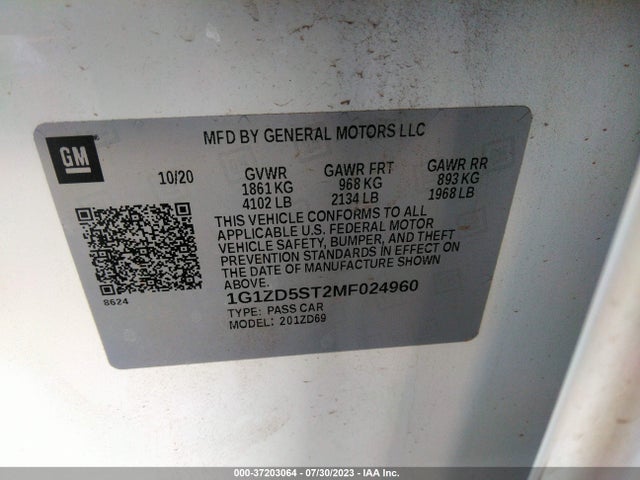 Chevrolet MALIBU LT 2021 1G1ZD5ST2MF024960 Image 9