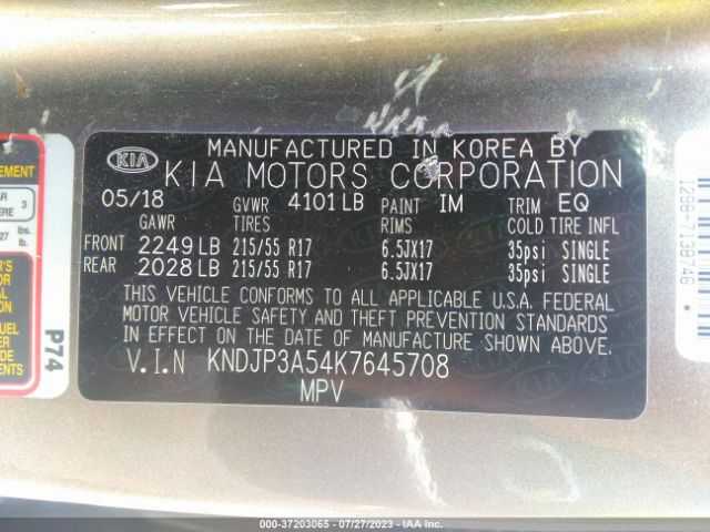 KNDJP3A54K7645708 KIA SOUL +