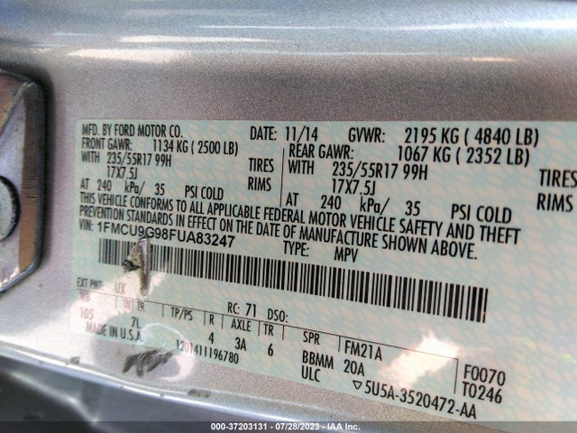 Ford ESCAPE SE 2015 1FMCU9G98FUA83247 Image 10
