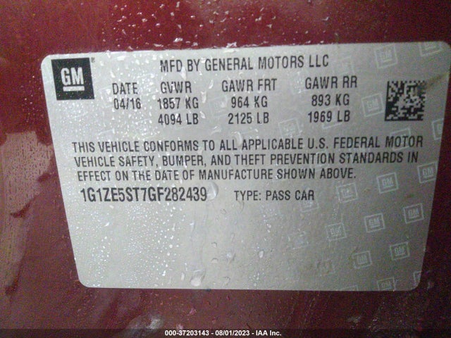 Chevrolet MALIBU LT 2016 1G1ZE5ST7GF282439 Image 9