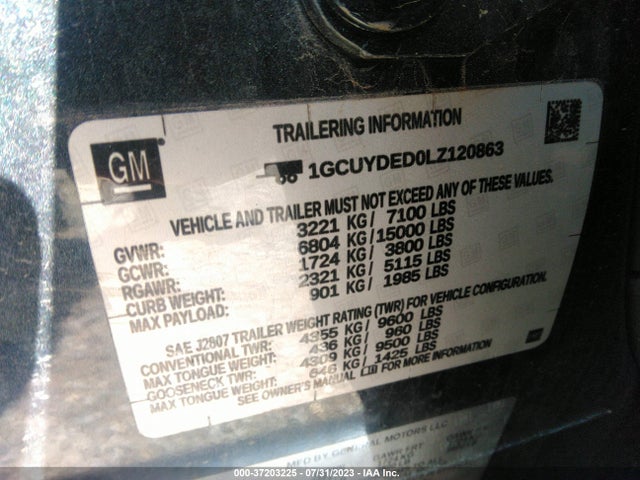 Chevrolet Silverado 1500 Lt 2020 1GCUYDED0LZ120863 Image 9