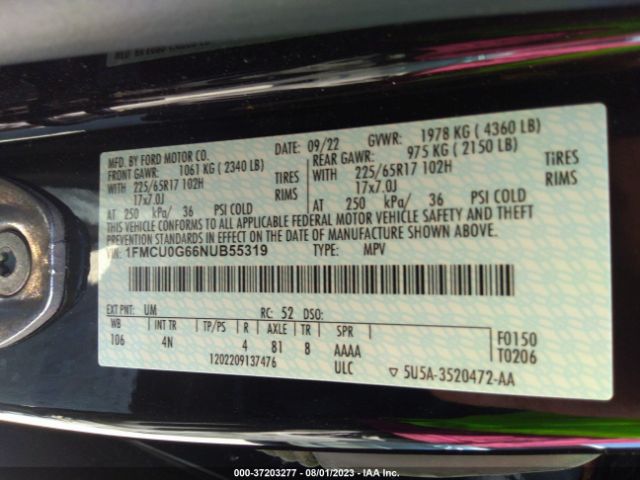 1FMCU0G66NUB55319 Ford ESCAPE SE