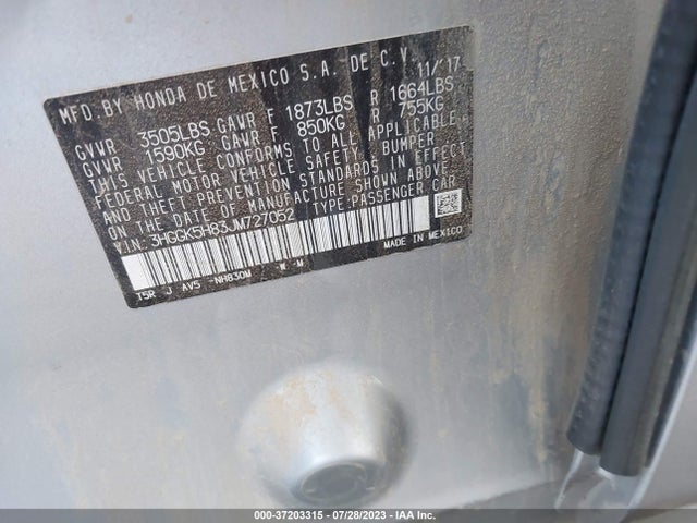 Honda FIT EX 2018 3HGGK5H83JM727052 Image 9