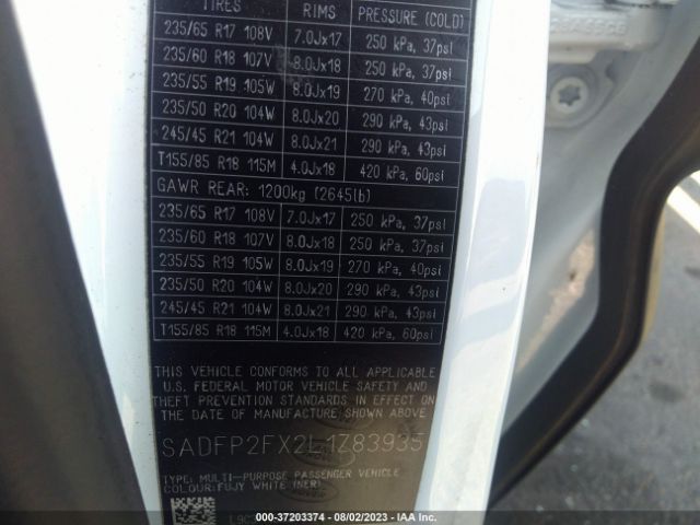 SADFP2FX2L1Z83935 Jaguar E-PACE SE