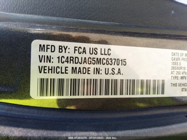 1C4RDJAG5MC637015 Dodge Durango Sxt Plus