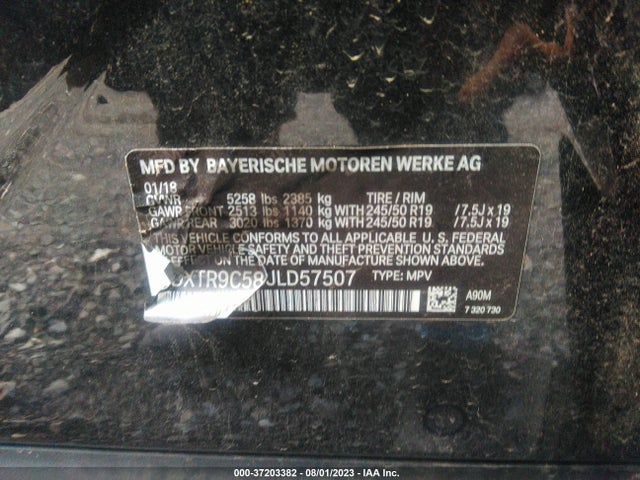 BMW X3 Xdrive30i 2018 5UXTR9C58JLD57507 Image 9
