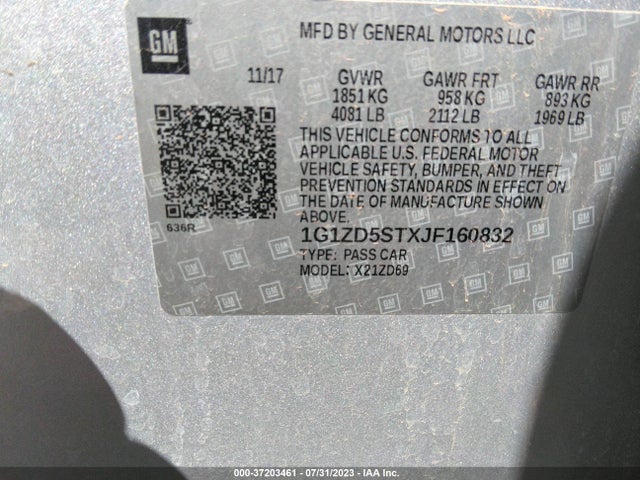 Chevrolet MALIBU LT 2018 1G1ZD5STXJF160832 Image 9