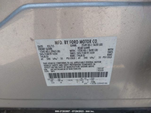 2FMTK4K81FBB16635 Ford Edge Titanium