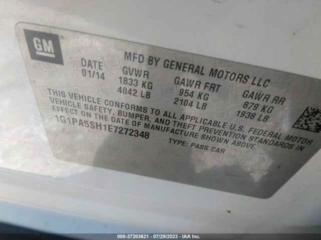 Chevrolet CRUZE LS 2014 1G1PA5SH1E7272348 Image 10