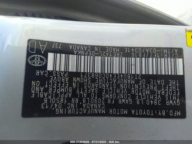 2013 TOYOTA COROLLA L/LE/S VIN: 2T1BU4EE4DC068371