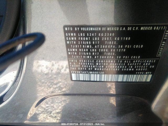 3VV3B7AX7JM005126 Volkswagen Tiguan Sel/se