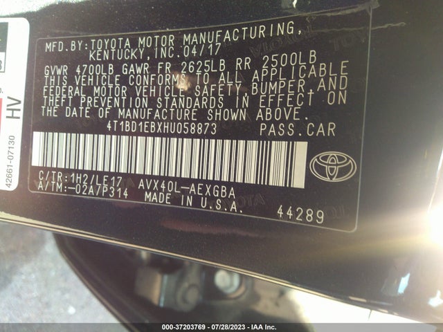 2017 Toyota Avalon, VIN: 4T1BD1EBXHU058873
