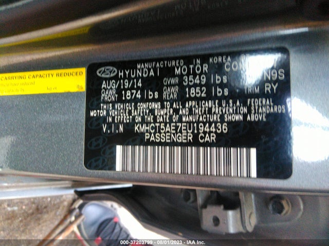 2014 HYUNDAI ACCENT GS VIN: KMHCT5AE7EU194436