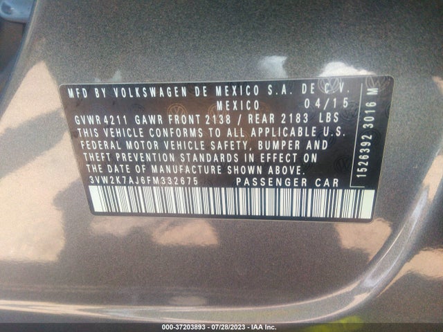 3VW2K7AJ6FM332675 Volkswagen Jetta Sedan 2.0l S