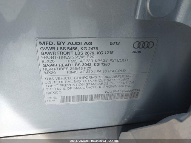 WA1BNAFY5J2207738 Audi Q5 Premium Plus