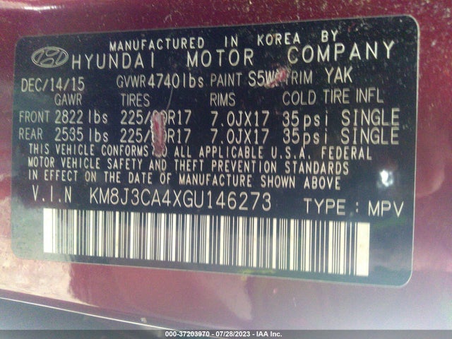 Hyundai TUCSON SE 2016 KM8J3CA4XGU146273 Image 14
