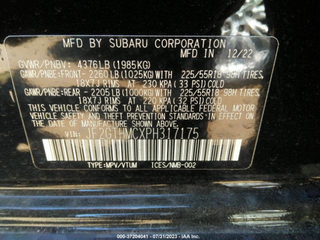 JF2GTHMCXPH317175 Subaru Crosstrek Limited