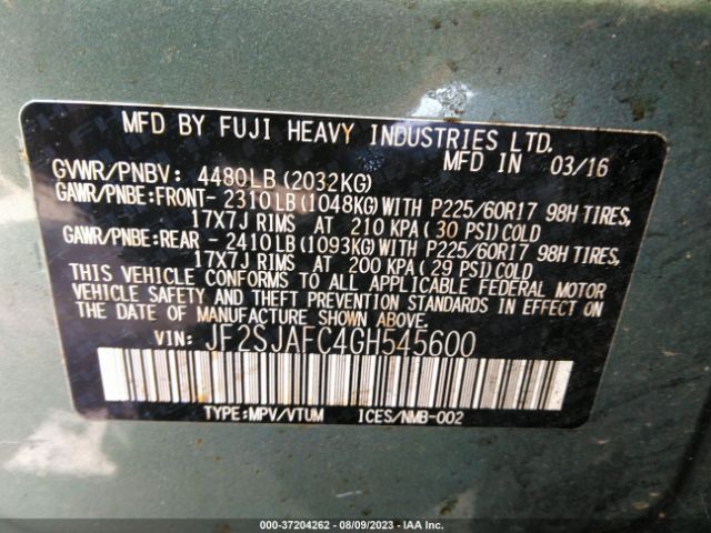 JF2SJAFC4GH545600 Subaru Forester 2.5i Premium
