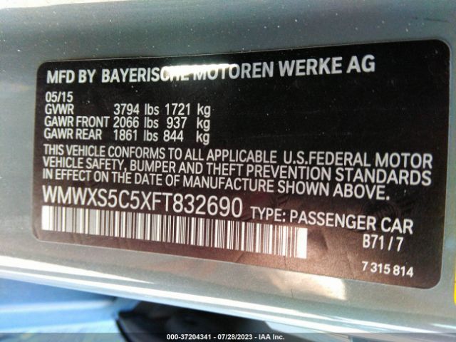 WMWXS5C5XFT832690 Mini COOPER HARDTOP 4 DOOR