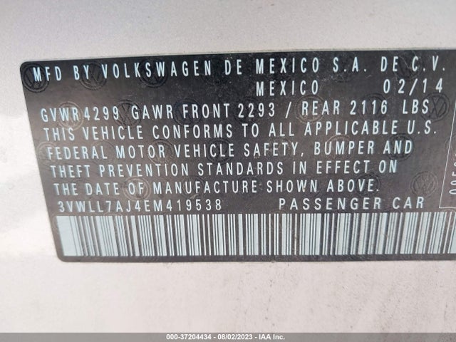 3VWLL7AJ4EM419538 Volkswagen Jetta Sedan Tdi W/premium