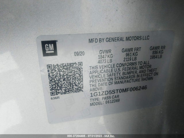 Chevrolet MALIBU LT 2021 1G1ZD5ST0MF006246 Image 15