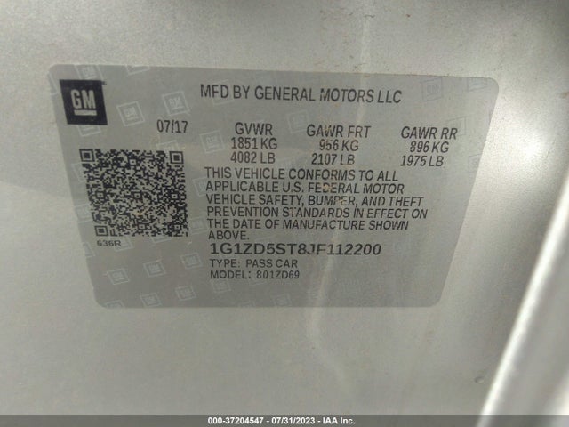 Chevrolet MALIBU LT 2018 1G1ZD5ST8JF112200 Image 9
