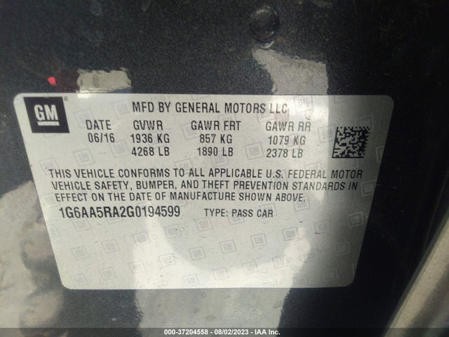 1G6AA5RA2G0194599 Cadillac Ats Sedan Standard Rwd