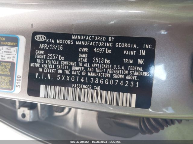 5XXGT4L38GG074231 KIA Optima Lx