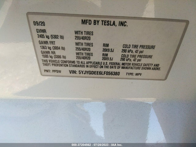 Tesla Model Y Long Range 2020 5YJYGDEE6LF056380 Image 16