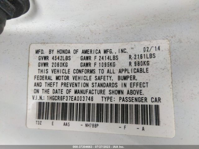 1HGCR6F37EA003746 Honda ACCORD HYBRID