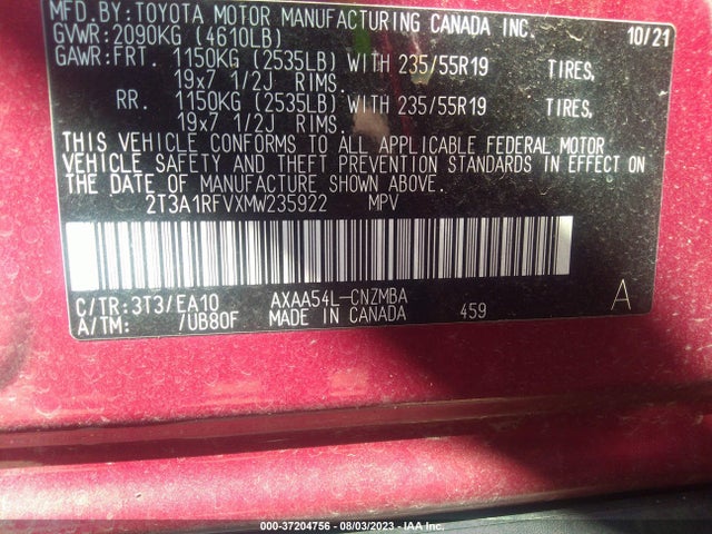 Toyota Rav4 Xle Premium 2021 2T3A1RFVXMW235922 Image 16