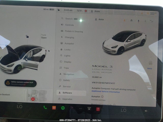 Tesla Model 3 Long Range 2021 5YJ3E1EB7MF074117 Image 7