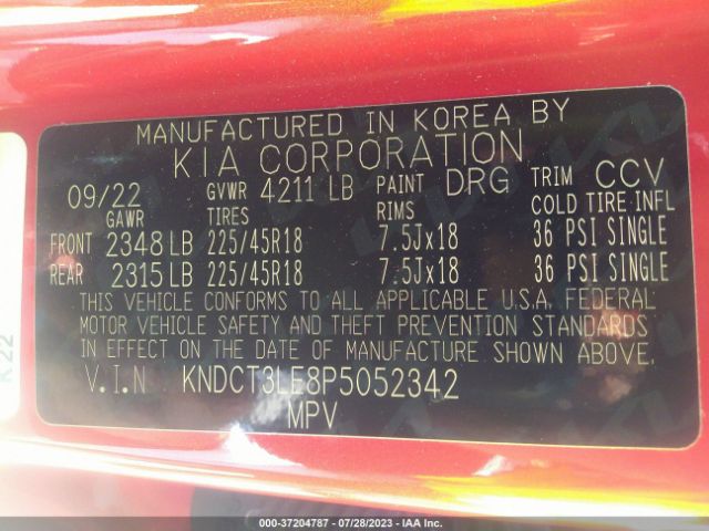 KNDCT3LE8P5052342 KIA Niro Sx Touring