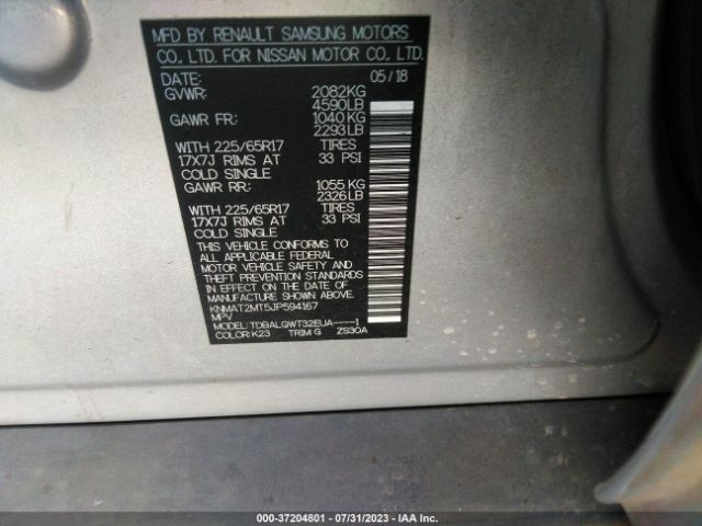KNMAT2MT5JP594167 Nissan ROGUE SV