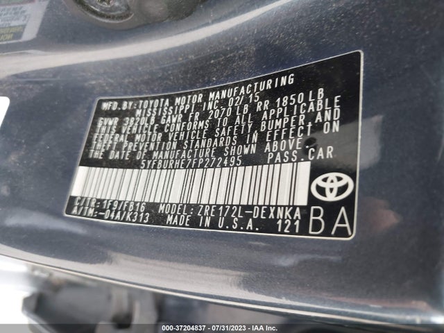 Toyota Corolla L/le/s/s Plus/le Plus 2015 5YFBURHE7FP272495 Image 15