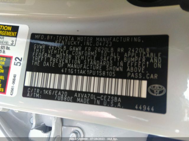 4T1G11AK1PU158105 Toyota Camry Se/se Nightshade