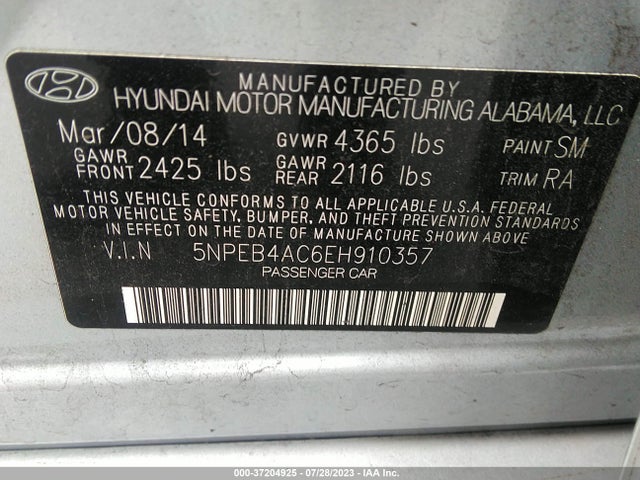 Hyundai SONATA GLS 2014 5NPEB4AC6EH910357 Image 10