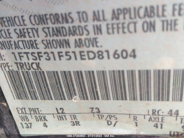 2001 FORD SUPER DUTY F-350 SRW 1FTSF31F51ED81604 Photo 8