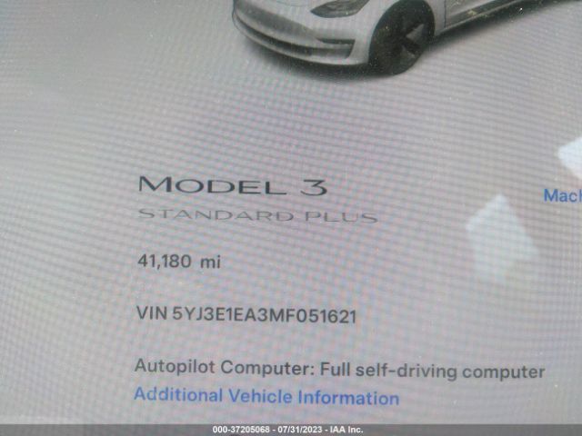 5YJ3E1EA3MF051621 Tesla Model 3 Standard Range Plus