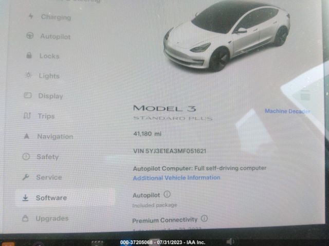5YJ3E1EA3MF051621 Tesla Model 3 Standard Range Plus