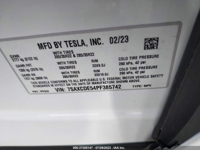 7SAXCDE54PF385742 Tesla MODEL X