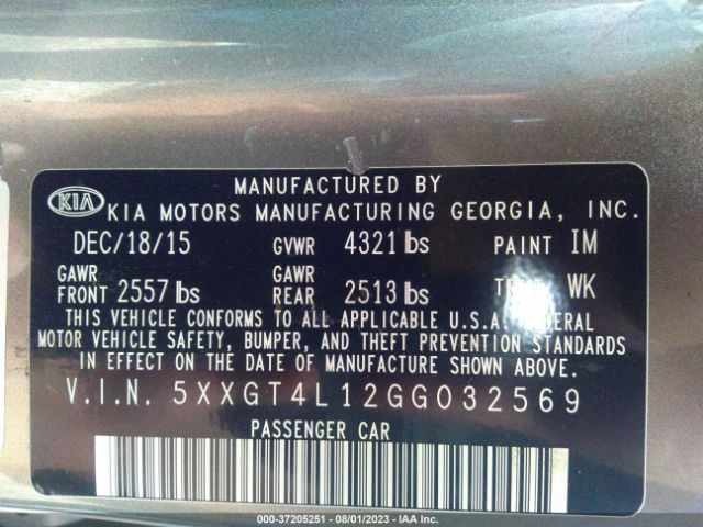 5XXGT4L12GG032569 KIA Optima Lx Turbo