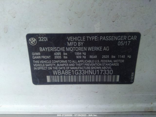 WBA8E1G33HNU17330 BMW 3 Series 320i