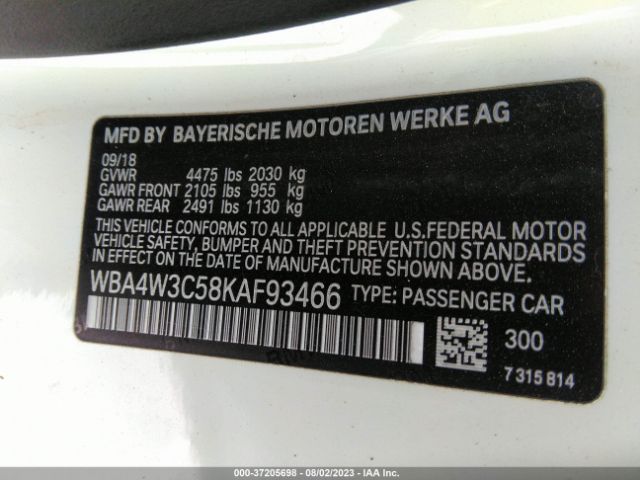 WBA4W3C58KAF93466 BMW 4 Series 430i