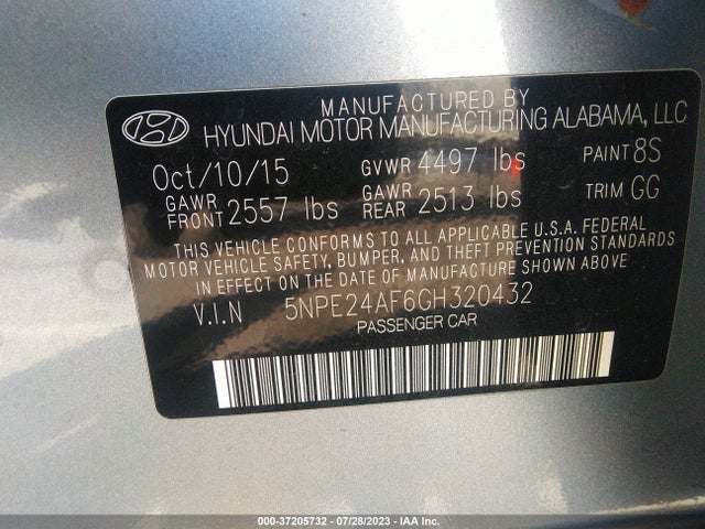 Hyundai Sonata 2.4l Se 2016 5NPE24AF6GH320432 Image 9