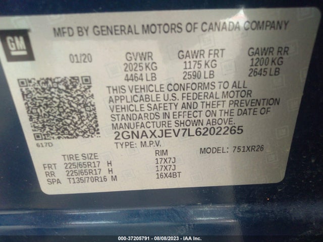 Chevrolet EQUINOX LT 2020 2GNAXJEV7L6202265 Image 9